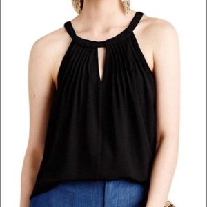 Sunday In Brooklyn Anthropologie Pleated Keyhole Cutout Halter Top Black Sz XS